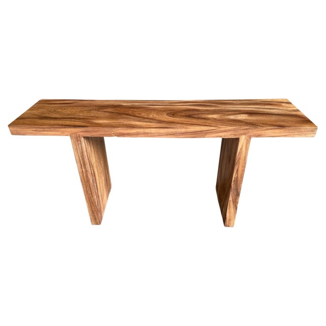 Impressive 2.5” slab suar wood minimalist console table. We added a natural oil revealing the beautiful wood grain. It’s...
