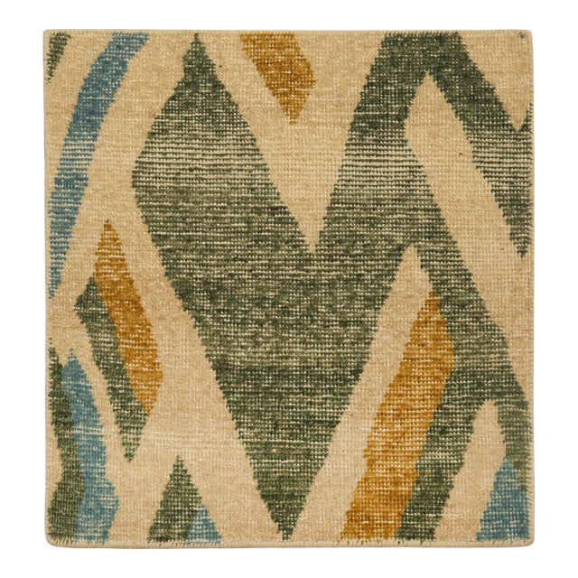 Rug & Kilim’s Oversized Graphic Brushstroke Rug in Green and Gold, 14x20 For Sale