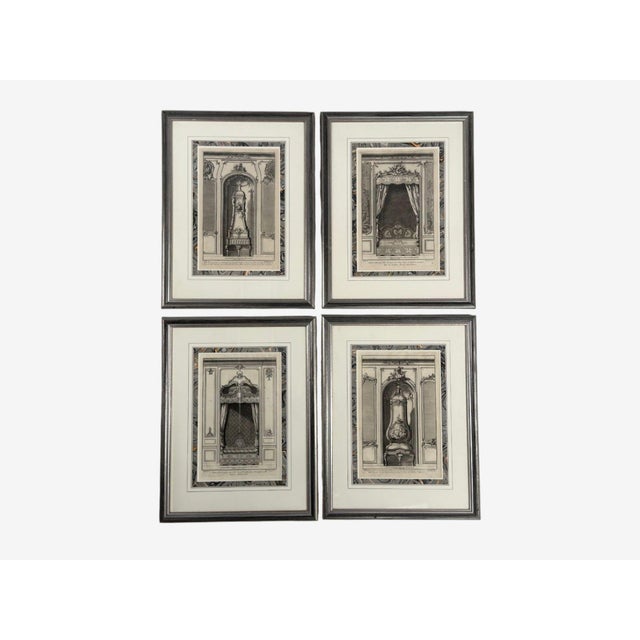 Neoclassical Neoclassical, Four Framed Architectural Drawings of French Interiors, 20th C. For Sale - Image 3 of 10