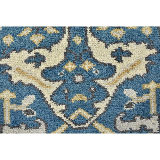 Oushak Runner 2’7” X 9’11” Blue Wool Tribal Hand-Knotted Oriental Rug For Sale - Image 9 of 13