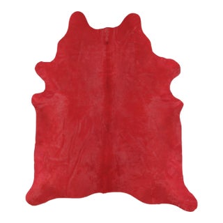 Rug & Kilim’s Contemporary Cowhide Solid Rug in Vibrant Red Hues For Sale