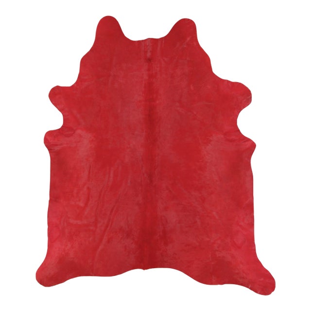 Rug & Kilim’s Contemporary Cowhide Solid Rug in Vibrant Red Hues For Sale