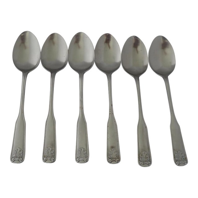 Shell Design Stainless Steel Table Spoons- Set of 6 For Sale