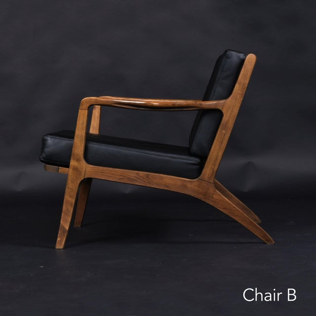 Pair of Otto Gerdau Italian 1950s Lounge Chairs in New Black Leather For Sale - Image 10 of 18