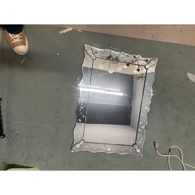 Venetian Etched Wall Mirror, Italy, 1960s For Sale - Image 9 of 12