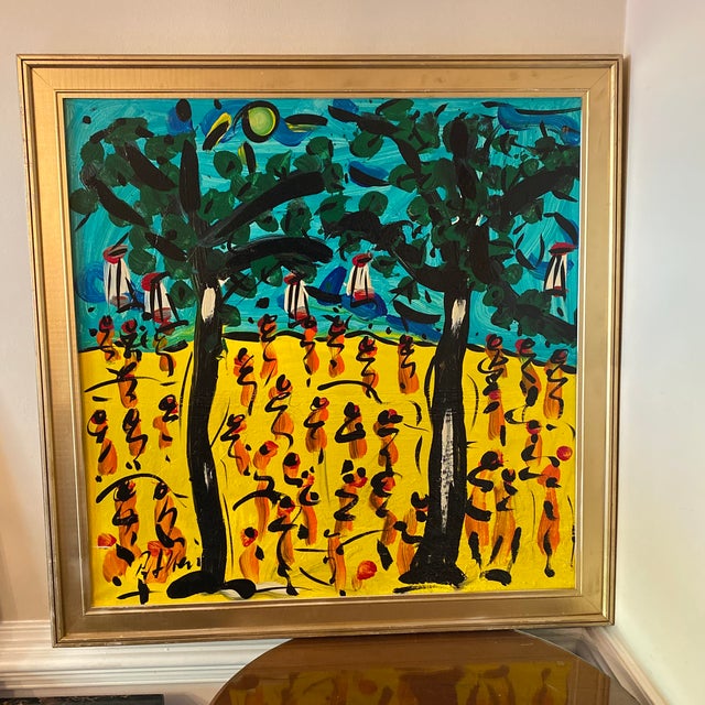Textile 1970s Peter Keil Abstract Landscape Painting on Canvas, Framed For Sale - Image 7 of 12