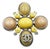 Chanel Silver CC Crystal Cream Yellow Peach Stone Cross Large Pendant Brooch For Sale