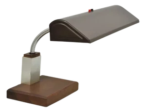 Vintage Mid Century Modern Gooseneck Walnut Base Brown Mad Men Desk Lamp