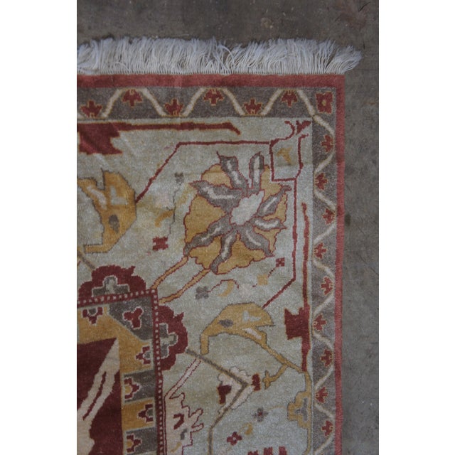 Textile Vintage Turkish Hand Knotted Oushak Geometric Palace Area Rug Carpet 12' X 16.5' For Sale - Image 7 of 13