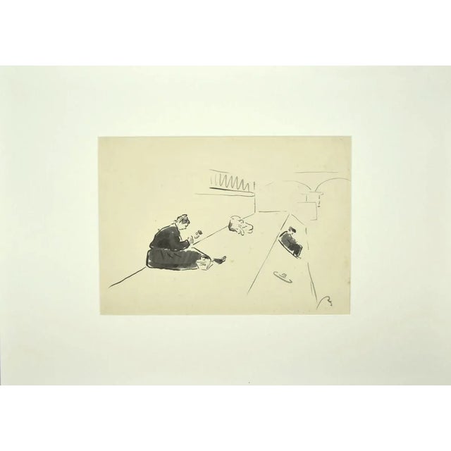 Paris along the Seine is an original ink drawing and watercolor realized by a French artist of 19th century in 1910. The...