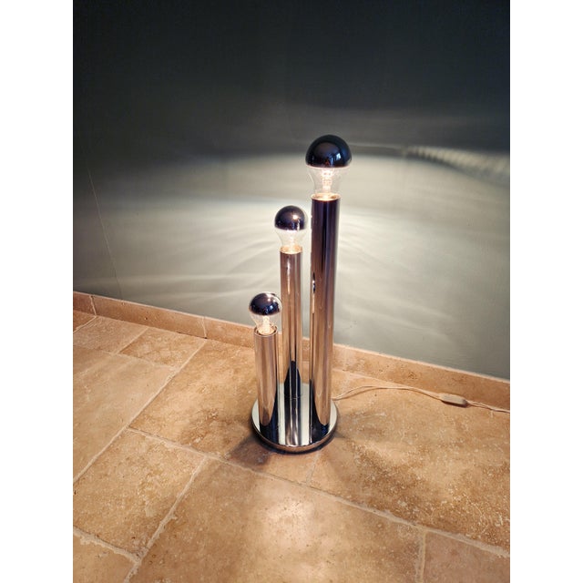 Metal Large Space Age Lamp in Chromed Metal by Gaetano Sciolari for Boulanger, 1970 For Sale - Image 7 of 12