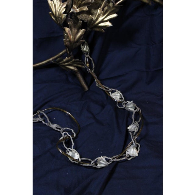 1960s Oversized Italian Hollywood Regency Gilt-Iron Wall Sconce With Crystal Blossoms For Sale - Image 10 of 17