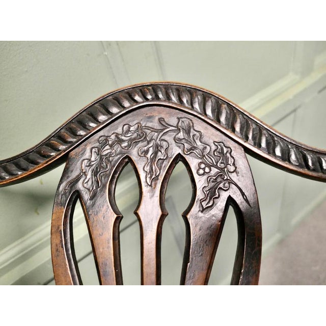 Wood Chippendale Hand-Carved Hall Chair, 1750 For Sale - Image 7 of 8