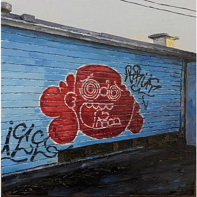 Street Art Crazy Eyes by Stephanie Buer | Oil on wood panel Graffiti of a cartoon character with exaggerated features For Sale - Image 3 of 3