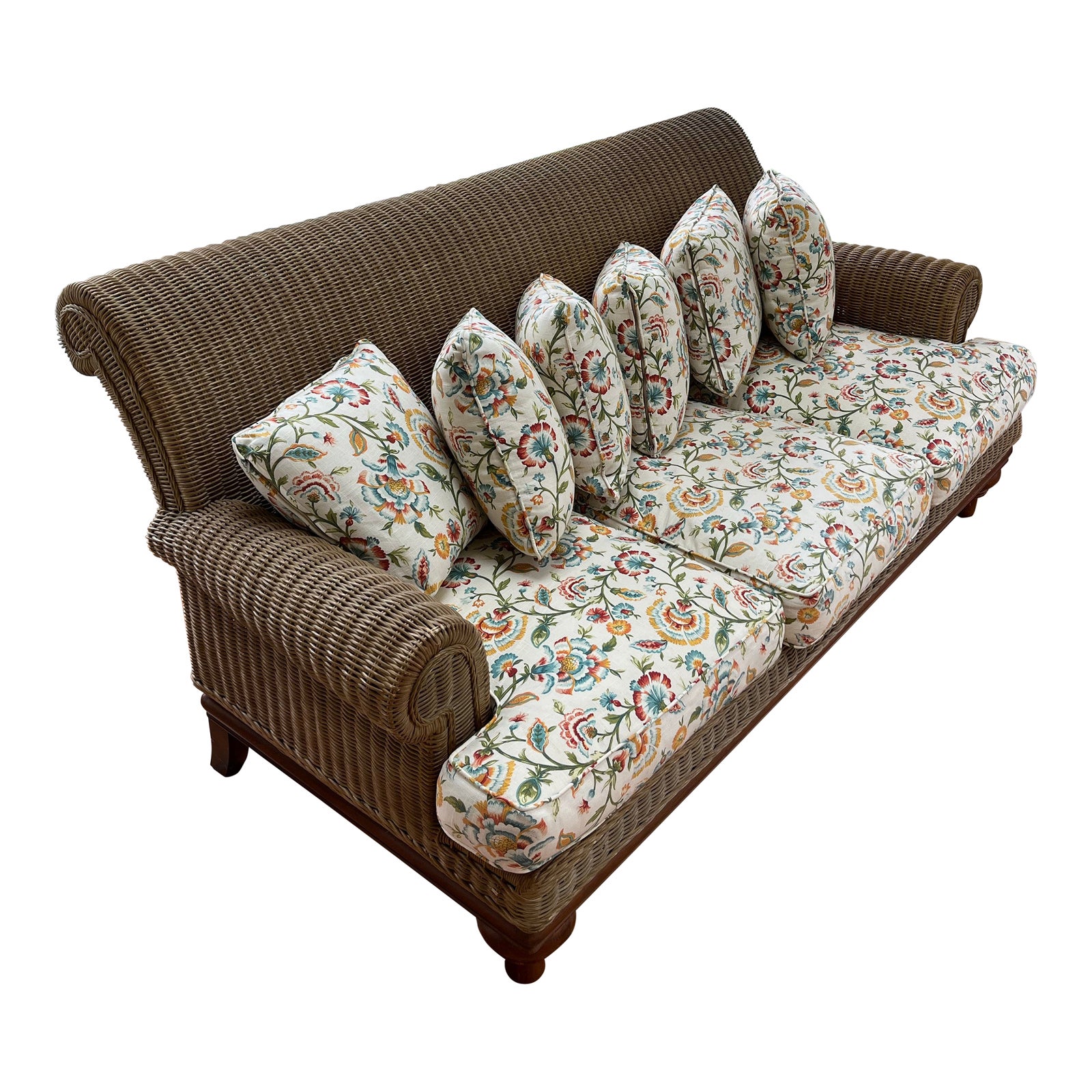 1980s Henry Link Rattan Sofa | Chairish