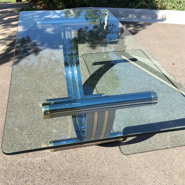 Chrome Chrome & Brass U-Shaped Dining Table Manner of Romeo Rega Italy For Sale - Image 8 of 13