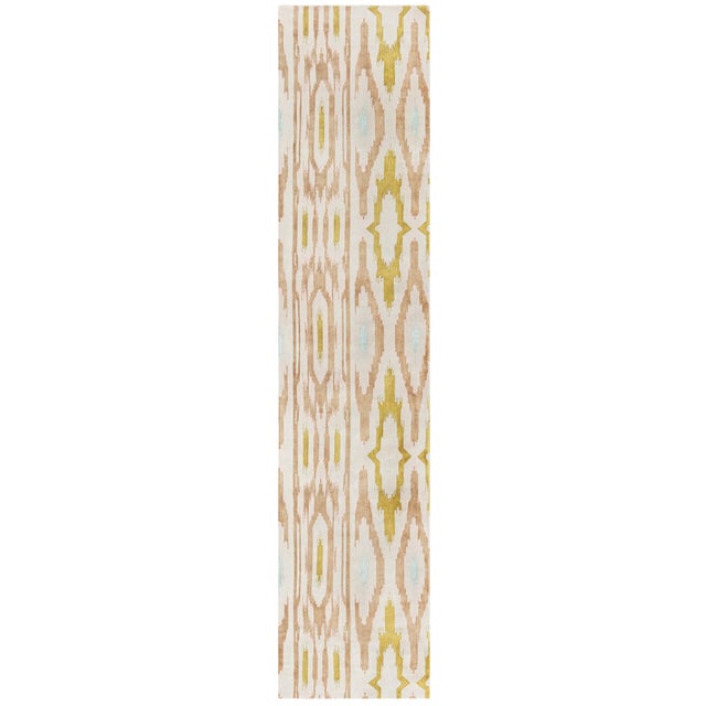 Contemporary Tribal Ikat Medallion Cream Runner "Nomade" by Doris Leslie Blau For Sale