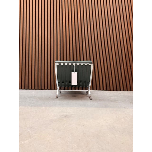 Early 21st Century Bauhaus Barcelona Chair in Green Volo Leather by Ludwig Mies van der Rohe for Knoll Inc. / Knoll International, 2010s For Sale - Image 5 of 8