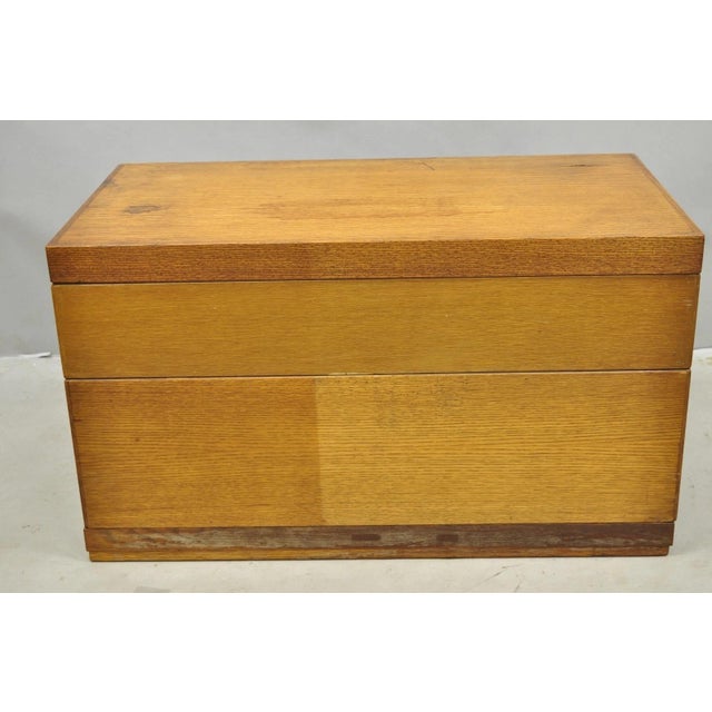 Antique Arts & Crafts Library 15 Drawer Mission Oak Stacking Card File Cabinet For Sale - Image 17 of 18