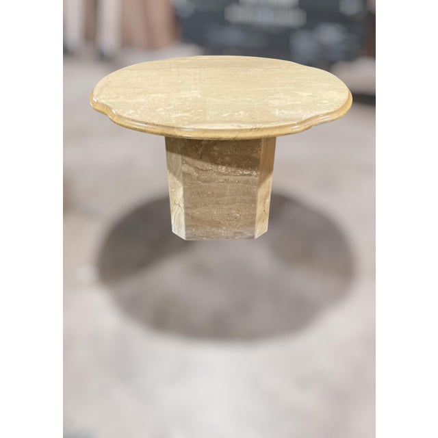 Pair of Vintage 1970s Italian Travertine Scalloped Edge End Tables – 27.75" Diameter For Sale - Image 16 of 18