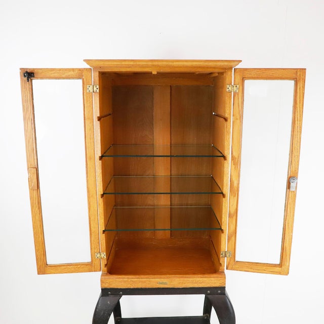 Brown Rare Wood, Steel & Glass Medical, Dr's Cabinet. Circa 1900s For Sale - Image 8 of 17