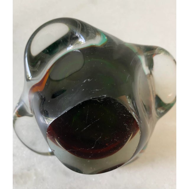 Vintage Green Amber Murano Glass Paperweight/Table Lighter For Sale - Image 12 of 13