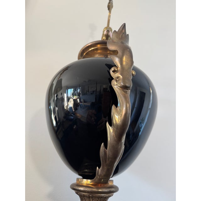 1990s 1990 Chapman French Empire Style Black Brass Table Lamp For Sale - Image 5 of 12