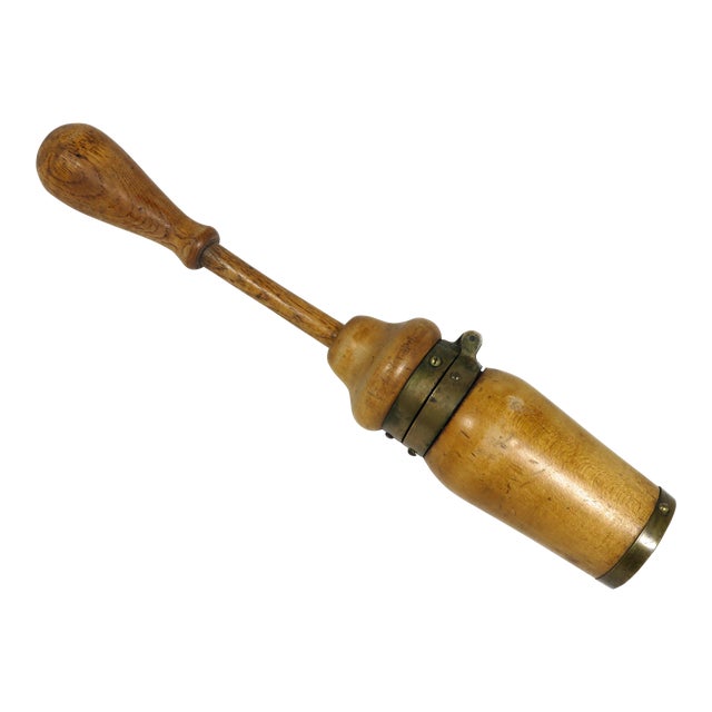 1900s Americana Wood & Brass Wine Bottle Cork Press Chairish