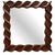 Striking vintage sculptural wall mirror featuring a dramatically twisted, dimensional wood frame with a rich dark brown...