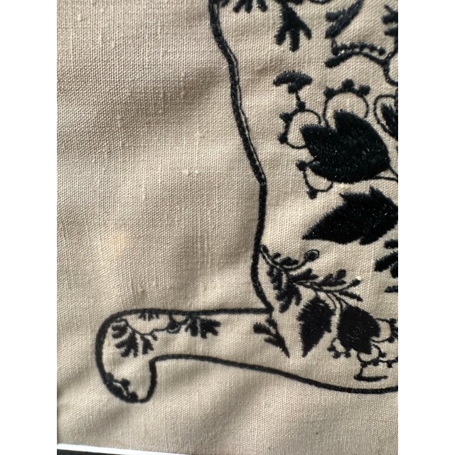 Vintage Hand-Made Crewel-Style Embroidery of a Cat Featuring Florals - Framed 1976 Folk Art For Sale In Miami - Image 6 of 8