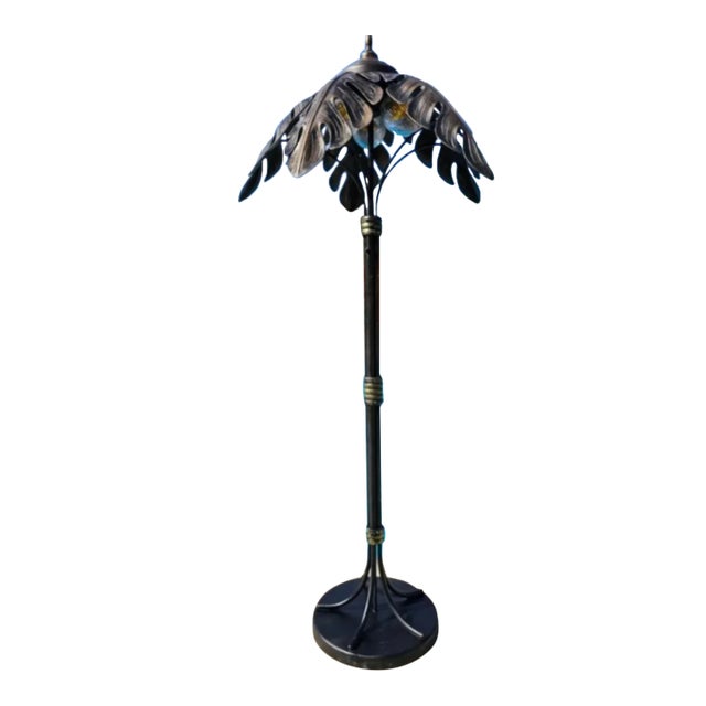 Palm Tree Floor Lamp With Crystal Coconut Lights. Well Make and Durable in Coastal Environments, Aluminum for Outdoor or Indoor Use. For Sale