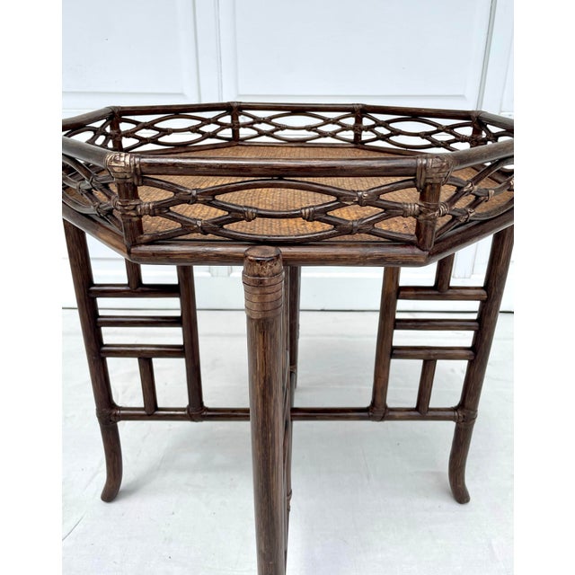 1970's McGuire San Francisco Rattan Folding Tray Table For Sale - Image 9 of 12