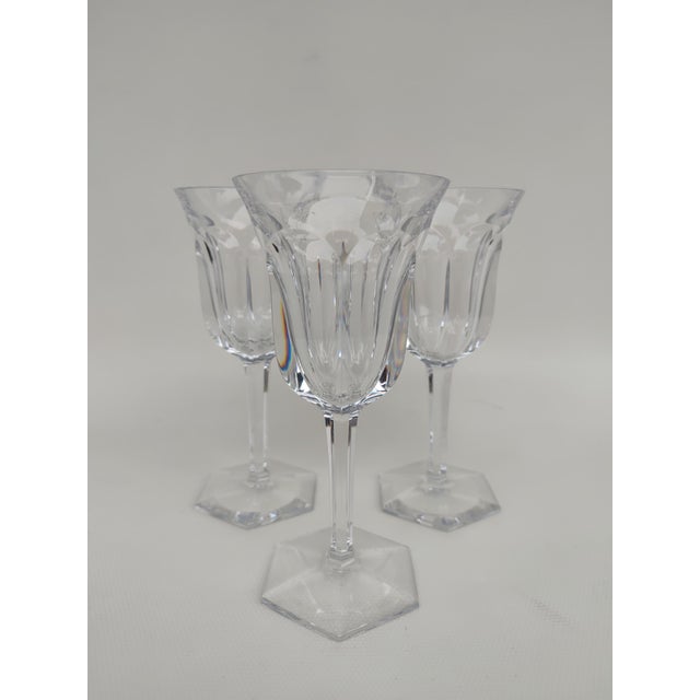 Glass Baccarat Crystal Glasses with Malmaison Pattern, 1960s, Set of 3 For Sale - Image 7 of 7