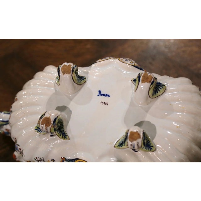 Mid-Century French Louis XV Hand Painted Faience Oval Jardinière From Rouen For Sale - Image 9 of 10