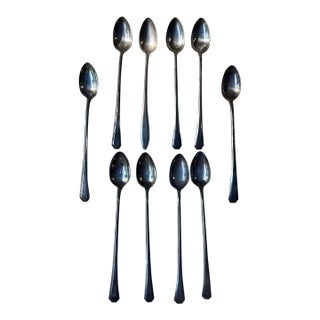 1970s Mid-Century Modern Tall Southern Silver Iced Tea Spoons - Set of 10 For Sale