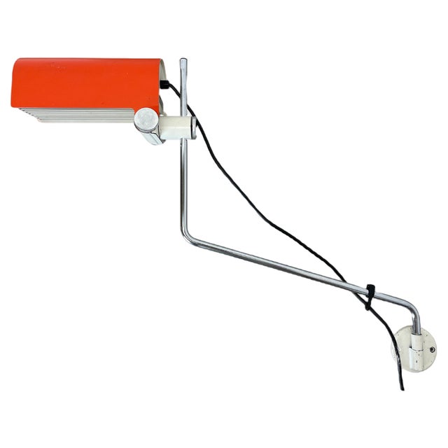 Adjustable Orange Metal Wall Light attributed to Wilhem Braun-Feldweg Doria Light, Germany, 1970s For Sale