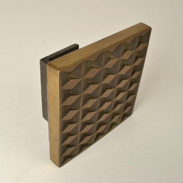 Square Push and Pull Door Handle in Bronze in Diamond Relief, 1970s For Sale - Image 6 of 13