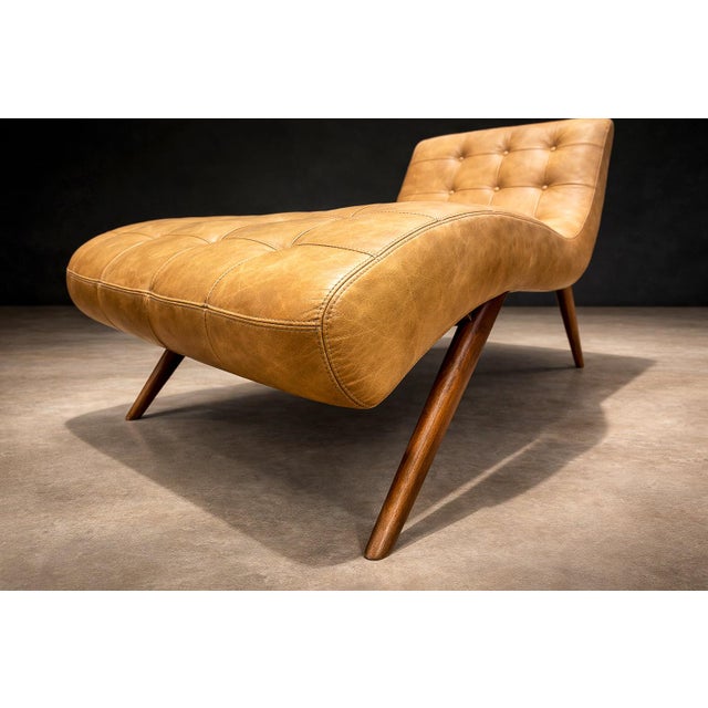 Chaise Lounge in Hardwood and Faux Leather, Unknown, 1950s For Sale - Image 9 of 11