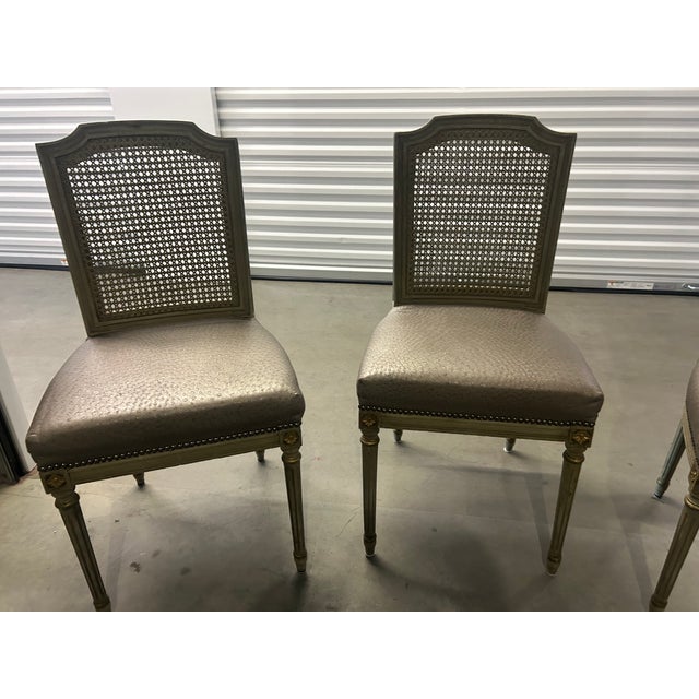 Pair of Elegant Louis XVI Style Cane-Back Dining Chairs For Sale In Seattle - Image 6 of 6