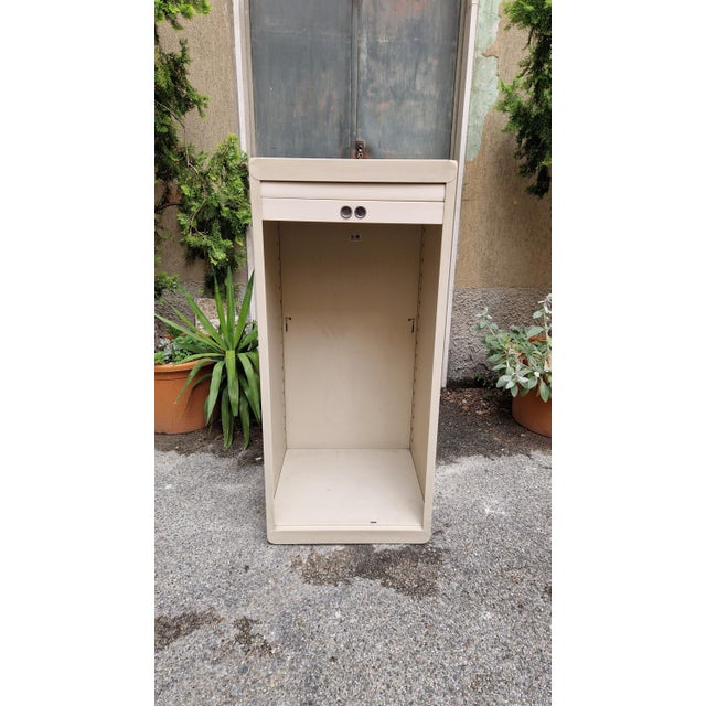Metal White Iron Storage Cabinet with Shutter, 1950s For Sale - Image 7 of 14