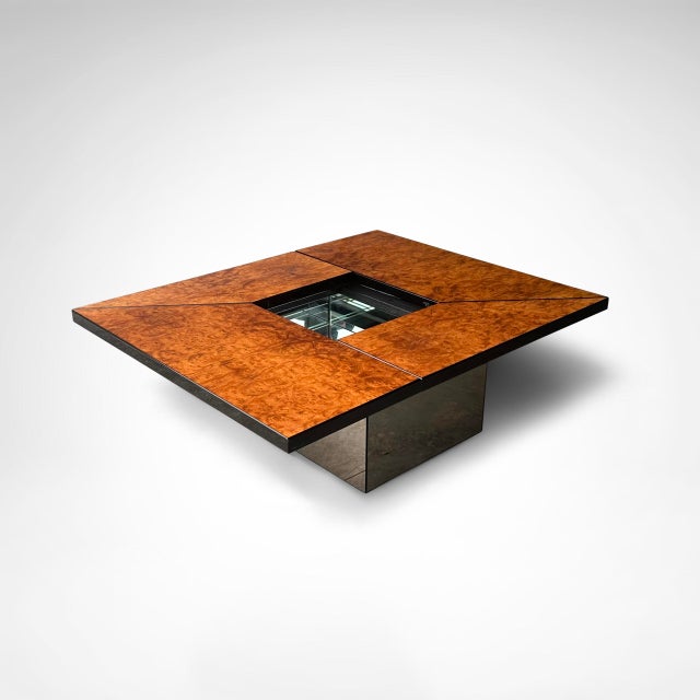 Burl Wood Coffee Table with Bar by Paul Michel for Roche Bobois, 1980s For Sale - Image 6 of 10