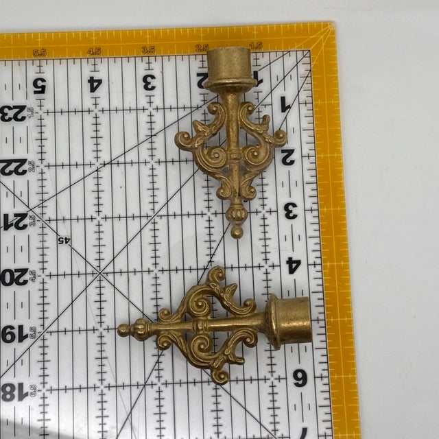 Vintage French Style Candelabra Pair of Finial Parts for Lamps, Curtains, Clocks For Sale - Image 4 of 12