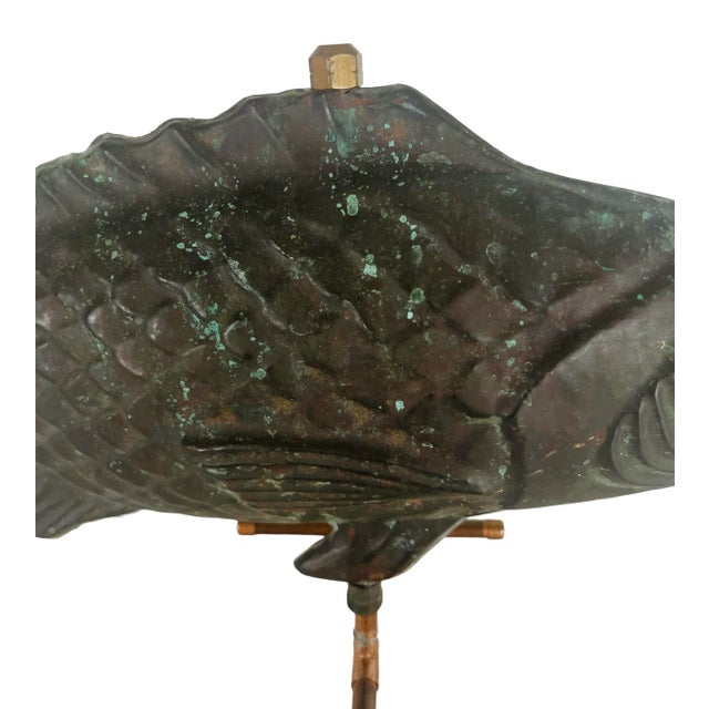 American Antique American Patinated Copper Fish Weathervane on Custom Display Stand For Sale - Image 3 of 10