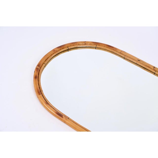 Gold Italian Arch Gilt Mirror with Double Bamboo and Rattan Frame, Italy, 1970s For Sale - Image 8 of 18