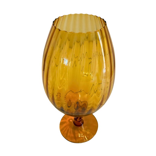 Glass Mid Century Empoli Optic Glass Brandy Snifter Vases, S/3 For Sale - Image 7 of 8