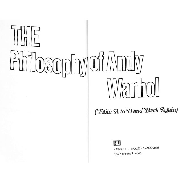 WARHOL, Andy (SIGNED) on half-title page [241] pp. Harcourt Brace Jovanovich 1975 8 5/8" x 5 3/4" The Philosophy of Andy...
