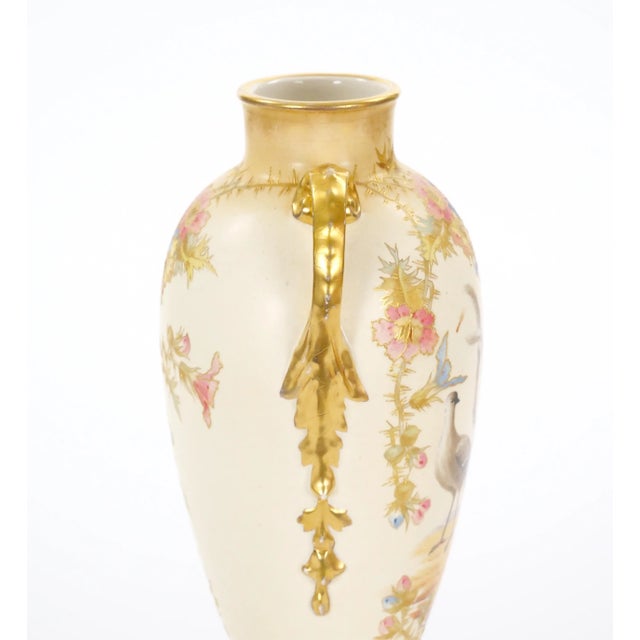 Gold Antique German Porcelain Hand Painted / Gilt Decorative Vase For Sale - Image 8 of 12