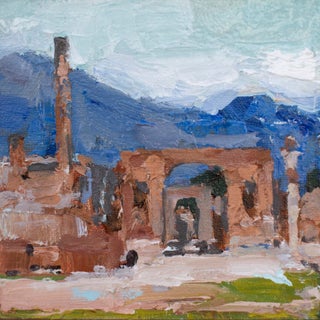 Pompeii by Heiko Mattausch | Oil on canvas on board Landscape of ancient ruins in Pompeii For Sale