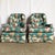 Charming pair of vintage Ethan Allen tufted lounge chairs, upholstered in a vibrant chinoiserie-inspired fabric featuring...