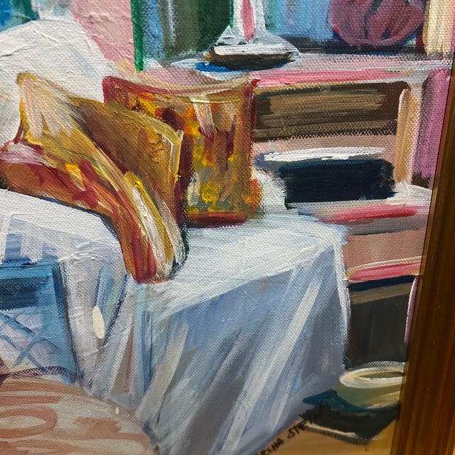 Paint 1990s Oil on Canvas American School Impressionist Signed Framed Depicting Old Interior For Sale - Image 7 of 9